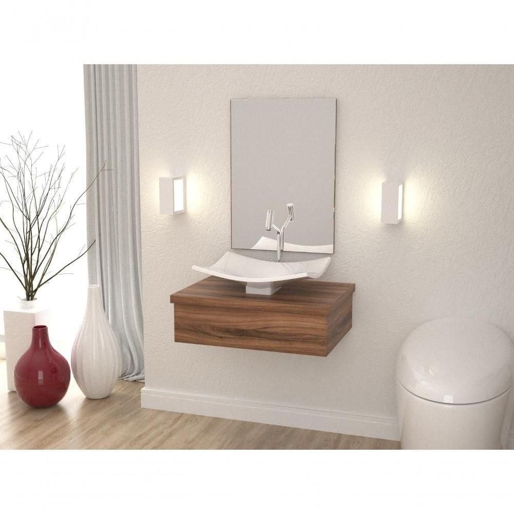 Conjunto Bancada C-cuba F44 E Espelheira Metrópole 601 Carvalho Dark Nogal