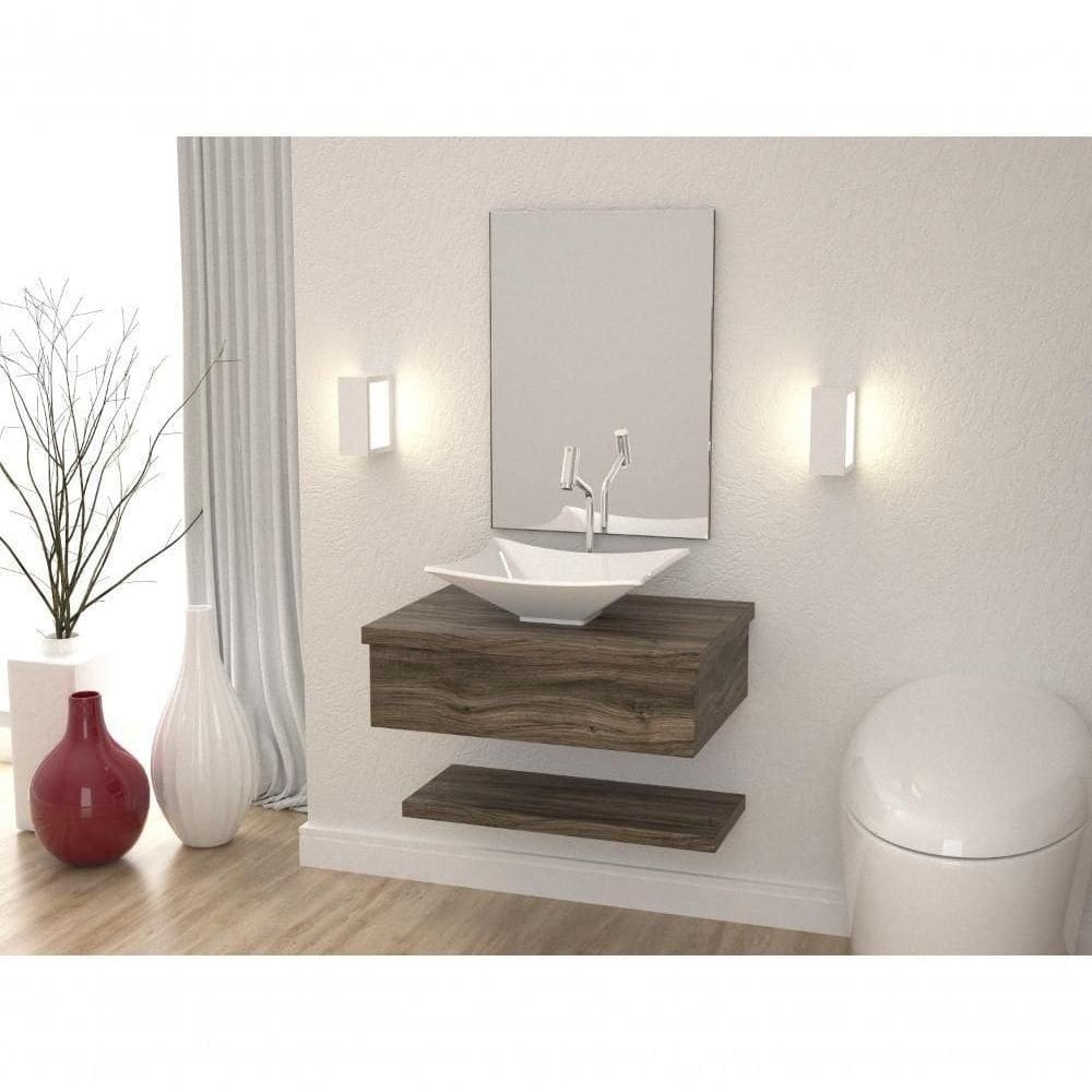 Conjunto Bancada C-cuba L38 E Prateleira Metrópole 605 Carvalho Carvalho Dark