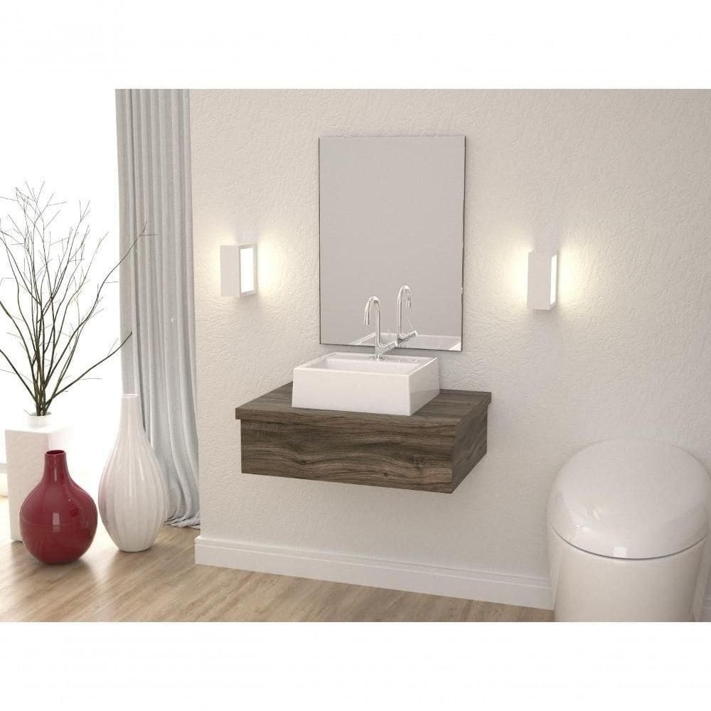 Conjunto Bancada E Espelheira Ktme602 Carvalho Carvalho Dark