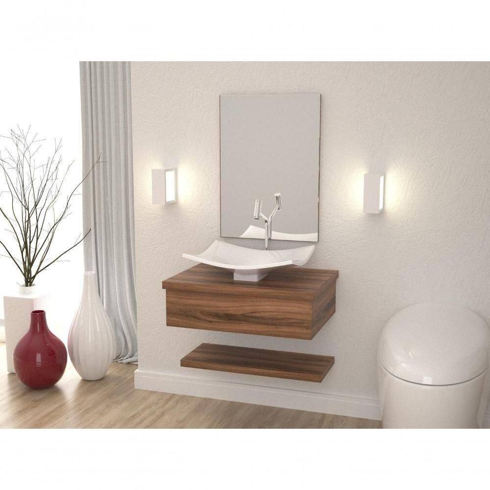 Conjunto Bancada C-cuba F44 E Prateleira Metrópole 605 Carvalho Dark Nogal