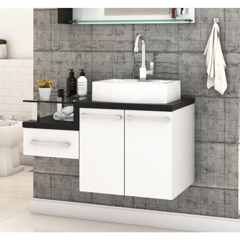 Conjunto Balcão C-cuba Aria 41 Legno 830 Branco Chess C-nogal Branco Chess C-preto ônix