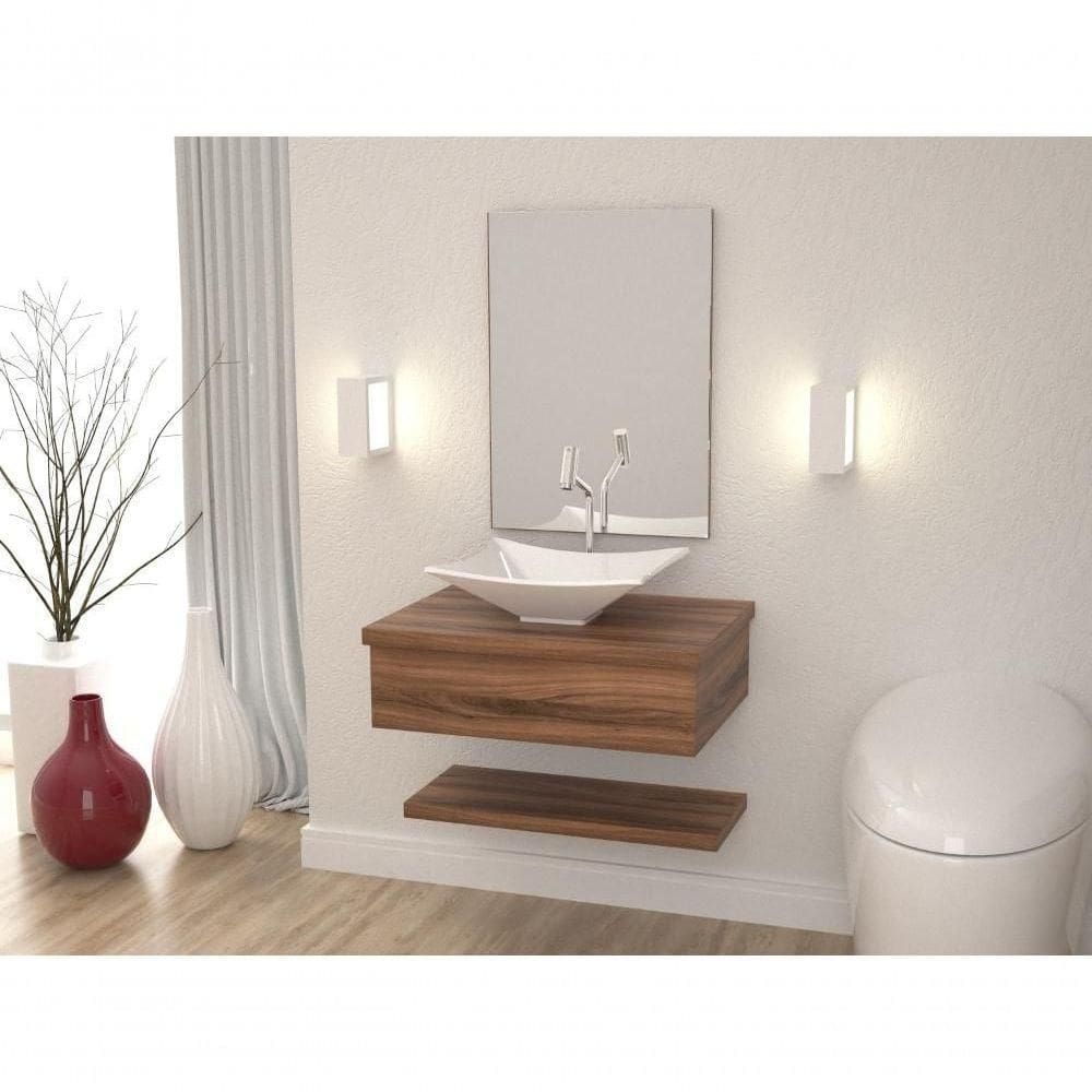 Conjunto Bancada C-cuba L38 E Prateleira Metrópole 605 Carvalho Dark Nogal