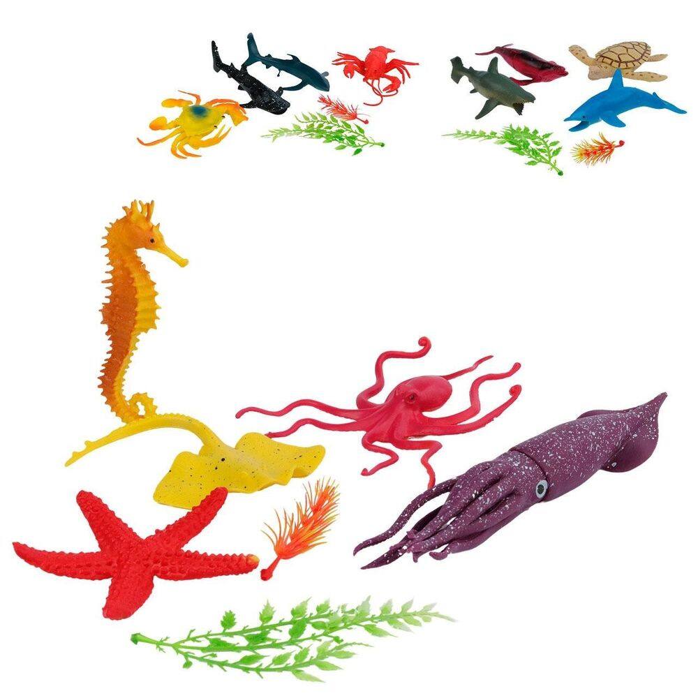KIT Animais de Plástico 06 Peças Aquático - Tudo em Caixa