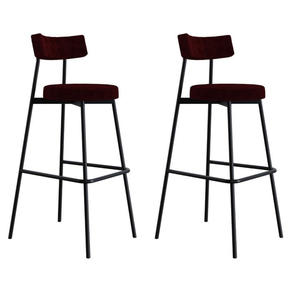 Banqueta Alta Stout Ae: 100 / Aa: 75cm C/02 Un. Boucle Bordô Boucle Bordô