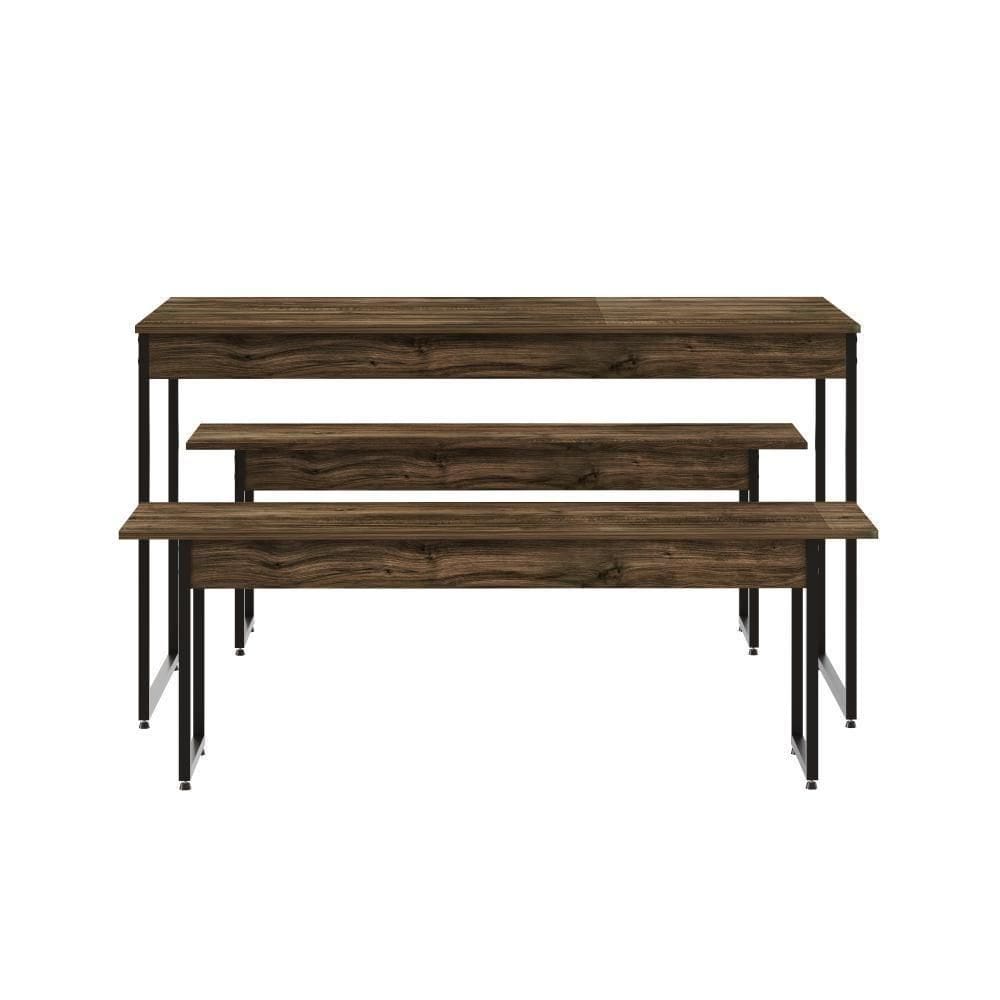 Mesa De Jantar Com 2 Bancos Estilo Industrial Tub Carvalho Dark /
