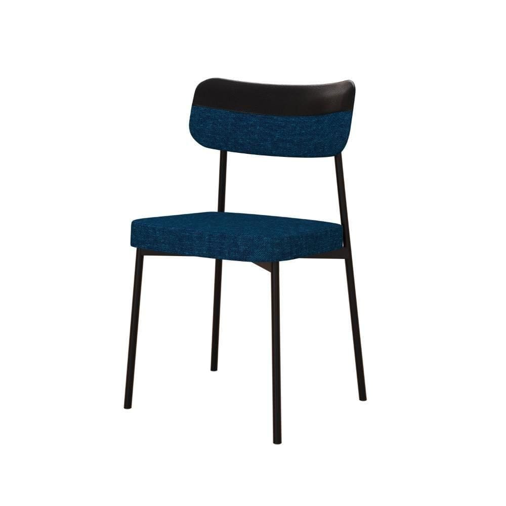 Cadeira Mynna Fixa C/4 Pes 525 X 470 X 790 Mm C/1 Un. Preto Corriente Azul/courino Preto