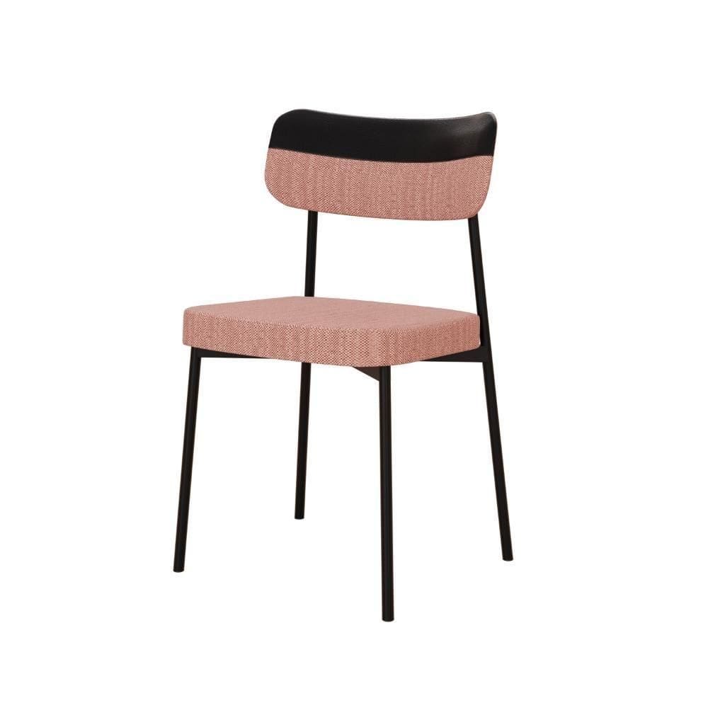Cadeira Mynna Fixa C/4 Pes 525 X 470 X 790 Mm C/1 Un. Preto Linked Rosa/courino Preto