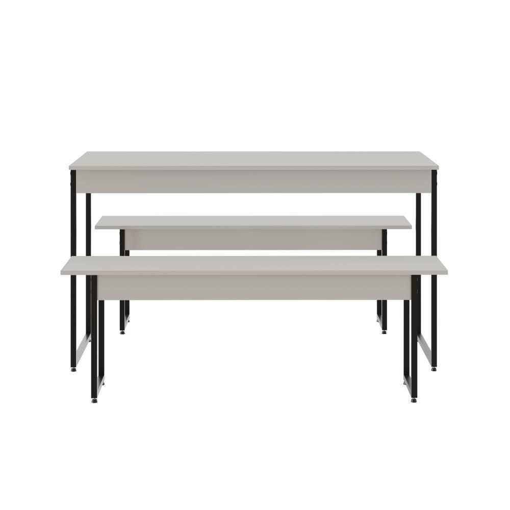Mesa De Jantar Com 2 Bancos Estilo Industrial Tub Branco Chess /