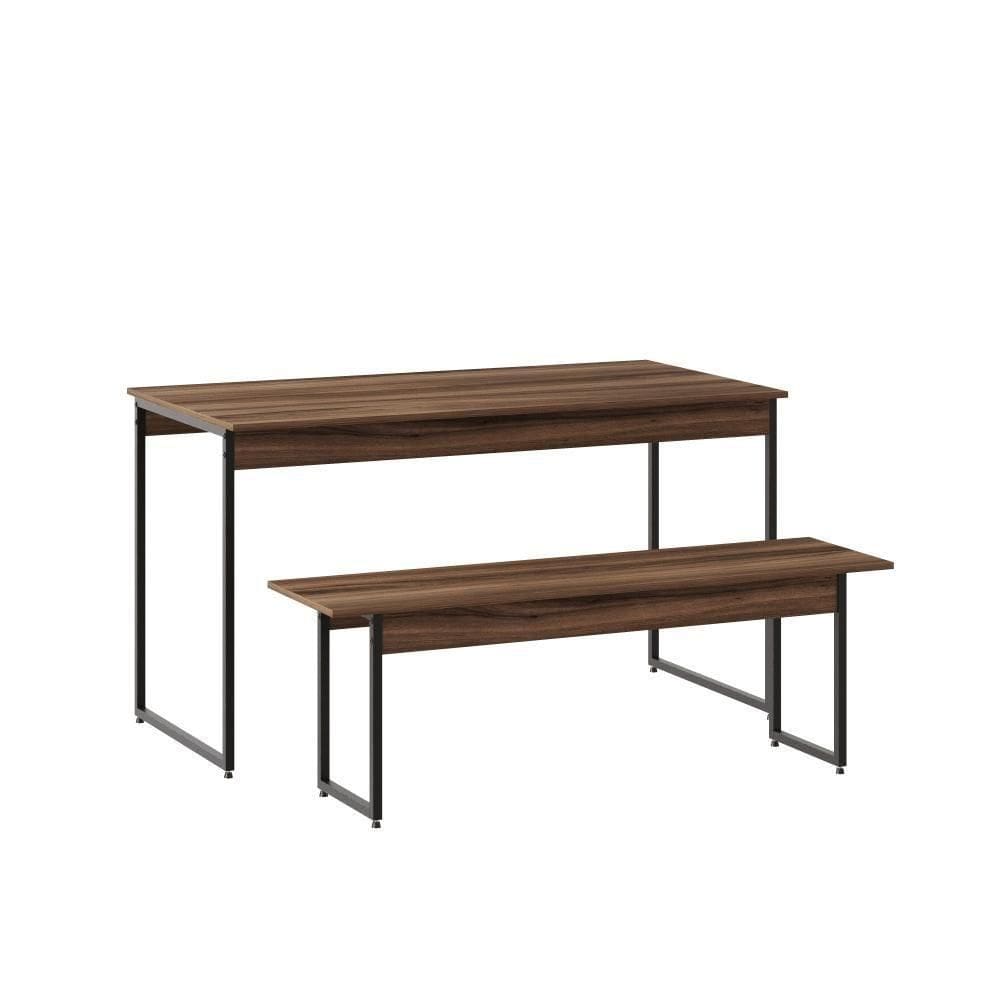 Mesa De Jantar Com 1 Banco Estilo Industrial Tub Nogal /