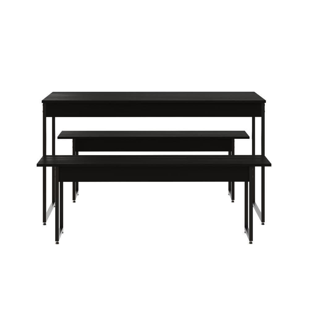 Mesa De Jantar Com 2 Bancos Estilo Industrial Tub Preto ônix /
