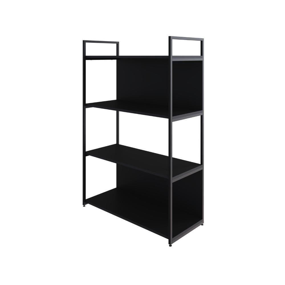 Estante C/04 Prateleiras 118x80x33cm C/fundo Yon Preto Tx/ Preto Tx/