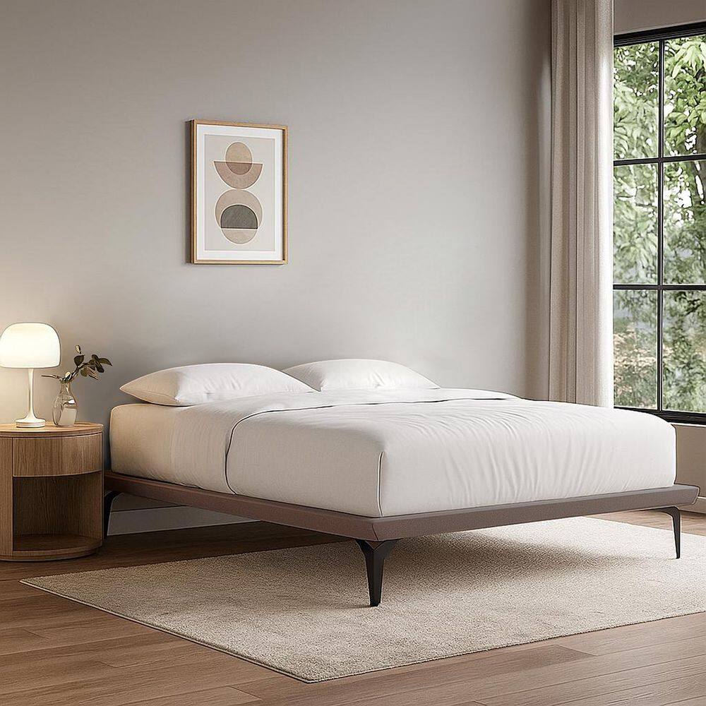 Estrutura King para Cama Japonesa Ninho Eiffel Linho Marrom