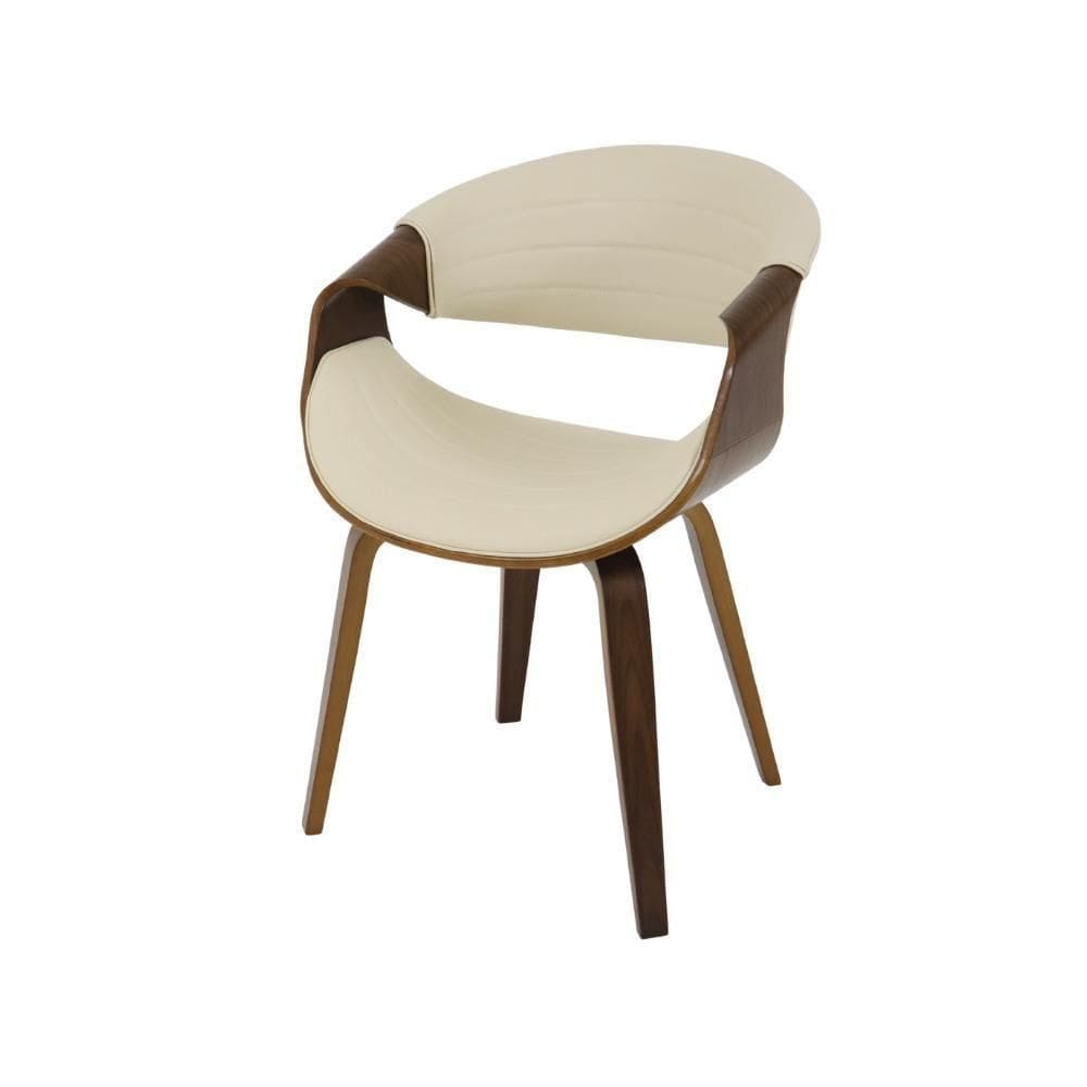 Cadeira Jantar Nicole Com Assento E Encosto Anatômico Em Pu Creme E Estrutura Em Madeira Moderno E Confortável Creme