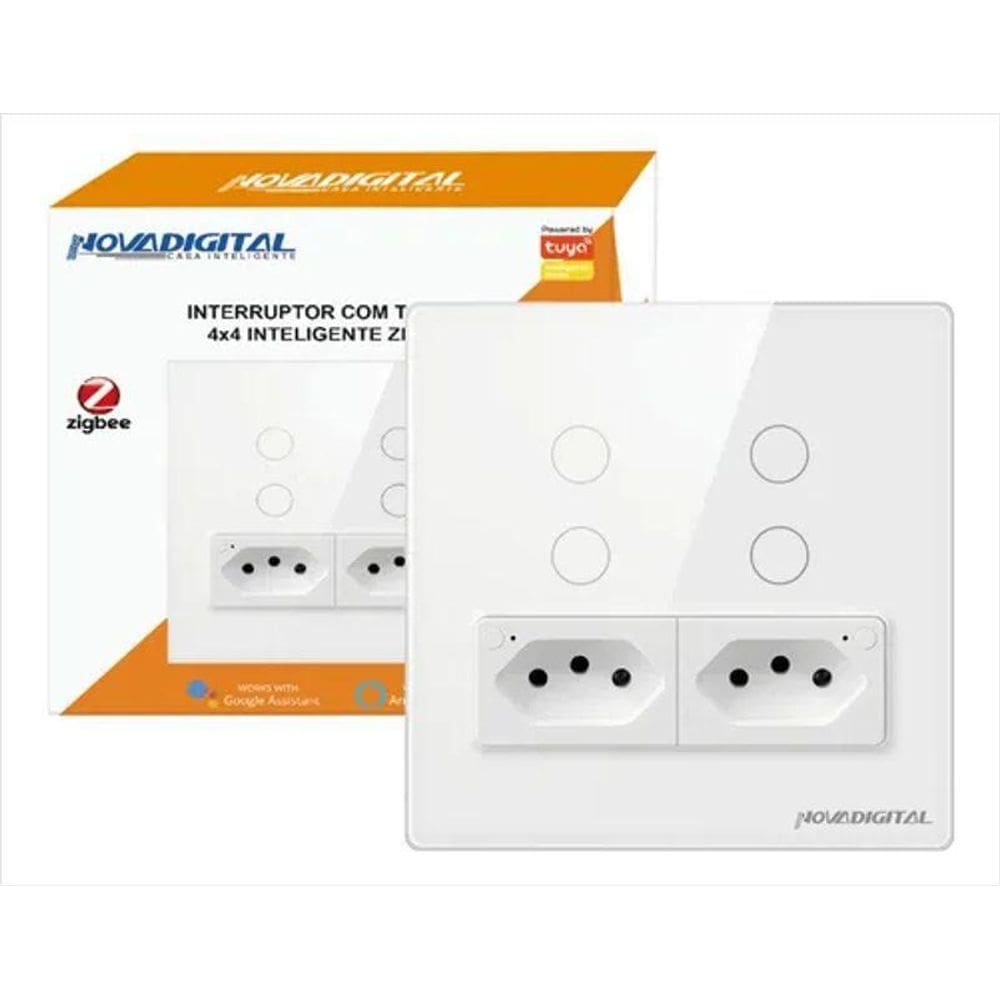 Interruptor Touch Zigbee Novadigital 4 Botões 2 Tomadas 4X4