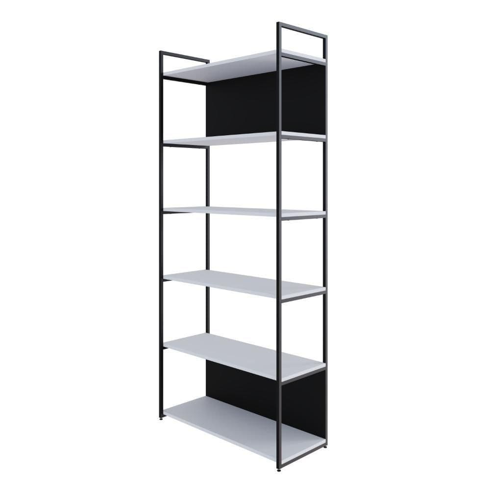 Estante Com 6 Prateleiras 186x80x33cm Comfundo Yon Branco Preta