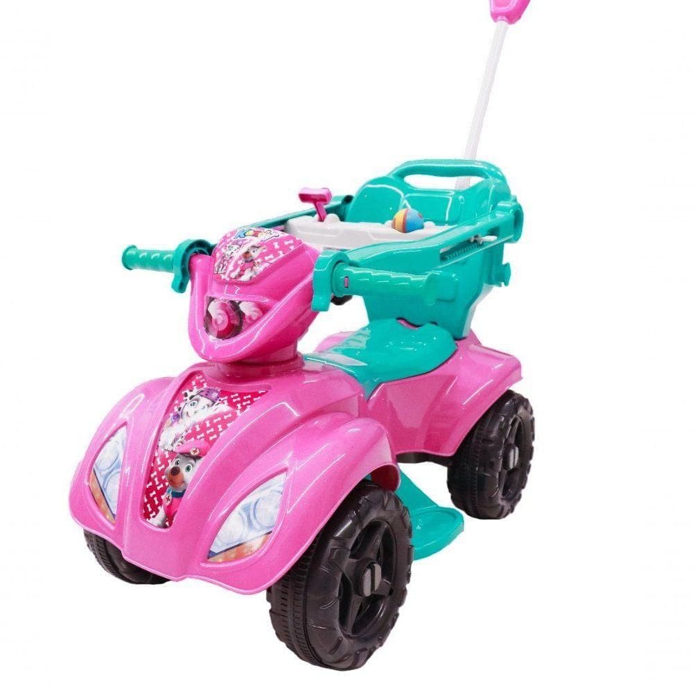 Quadriciclo Infantil Dog Rosa Pedal Haste Guia Proteção