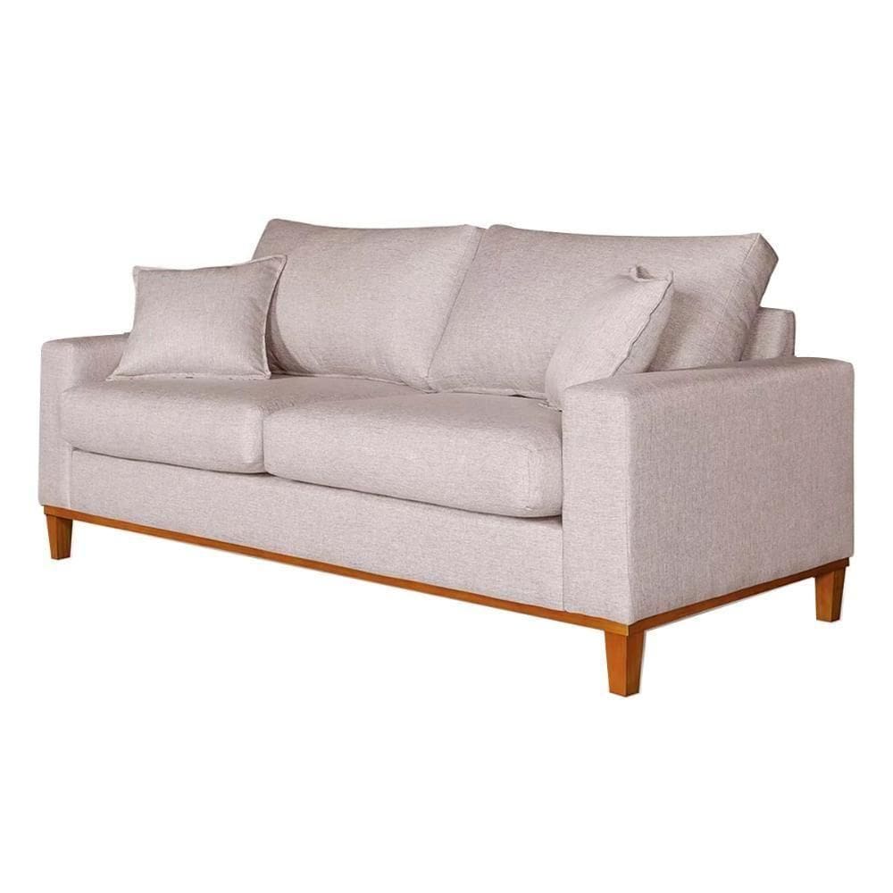 Sofá Istambul 3 Lugares Linho Confortável Reforçado Moderno Cor:bege Bege