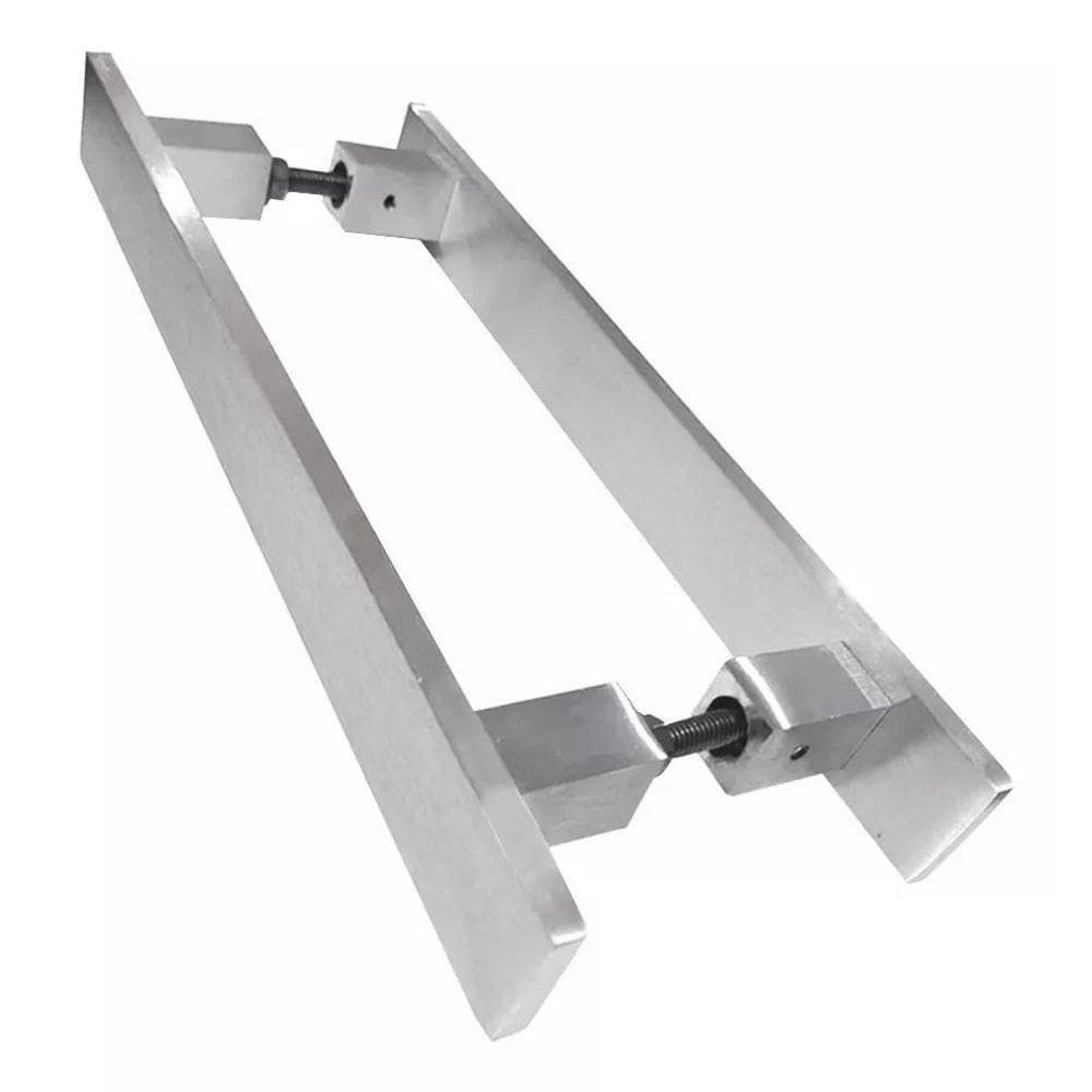 Puxador Barra Chata Reto Luxo 4X1 Maciço Escovado - 80 Cm