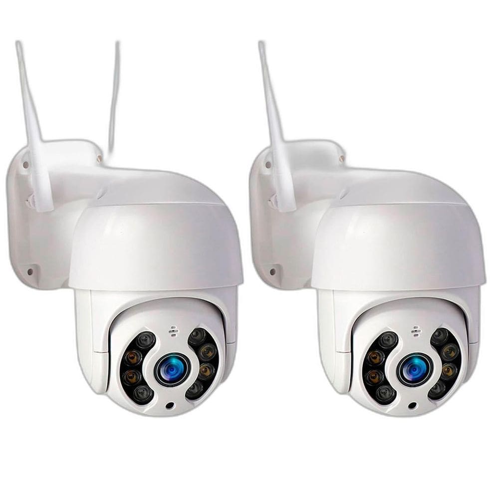 Kit 2 Câmeras Segurança Externa Plus+ Wi-Fi Panorâmica