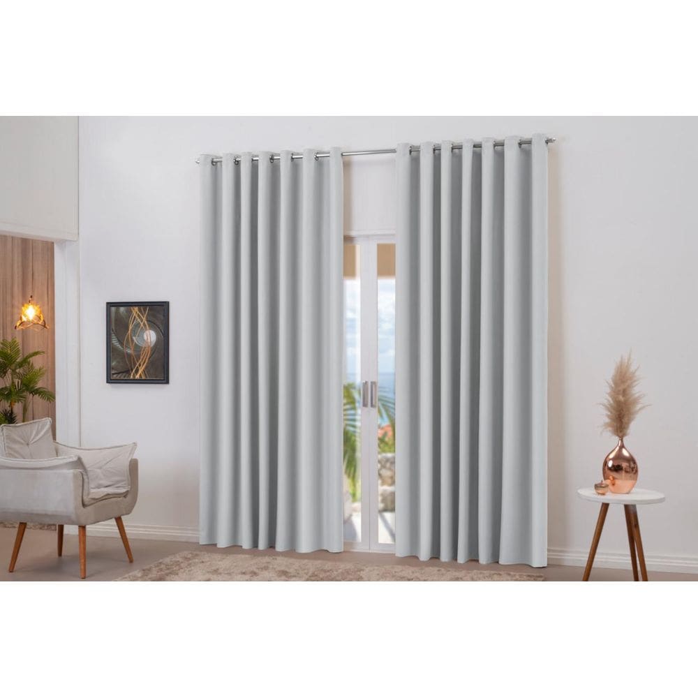 Cortina Para Sala E Quarto Quatro Metros Franzida Gelo