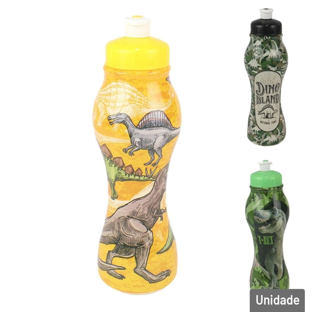 Garrafa de Plástico 450ml Squeeze Dinossauro - Tudo em Caixa