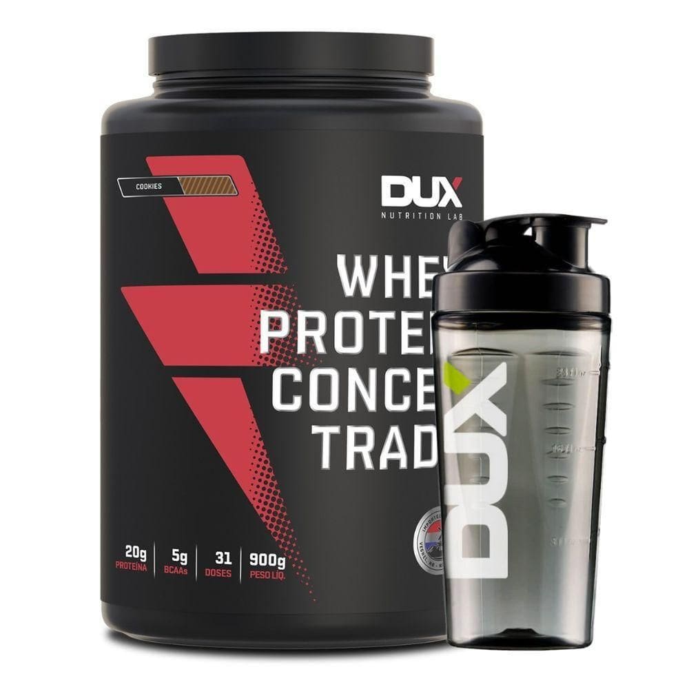 Combo Whey Protein Concentrado 900G Cookies Coqueteleira Dux