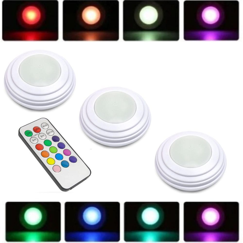 Kit 3 Luminárias Lâmpadas Rgb Coloridas Led Spots