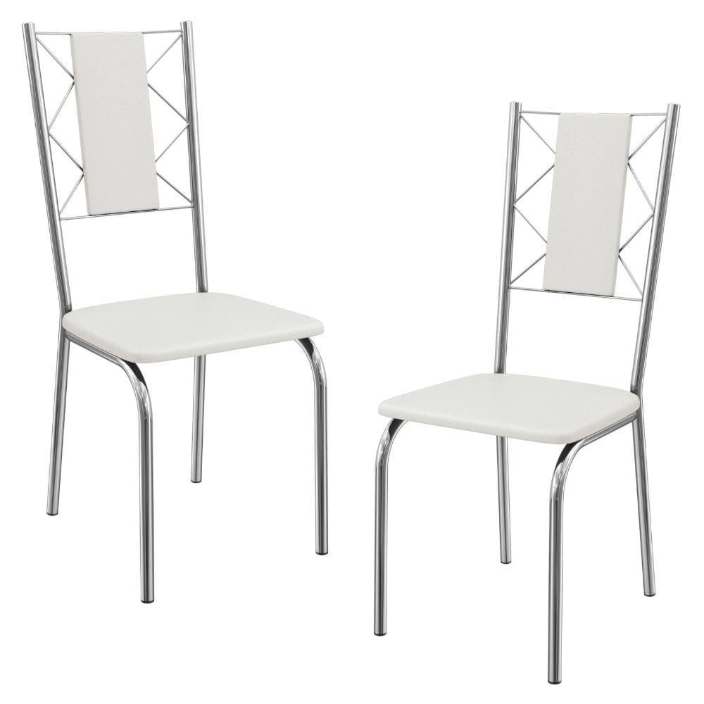 Kit 2 Cadeiras Cromada Sala Jantar 2C076CR Corino Preto Kappesberg