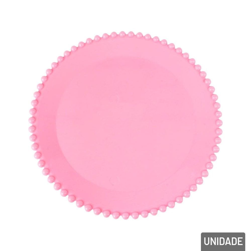 Prato Decorativo Plástico 21cm Redondo Rosa - Tudo em Caixa