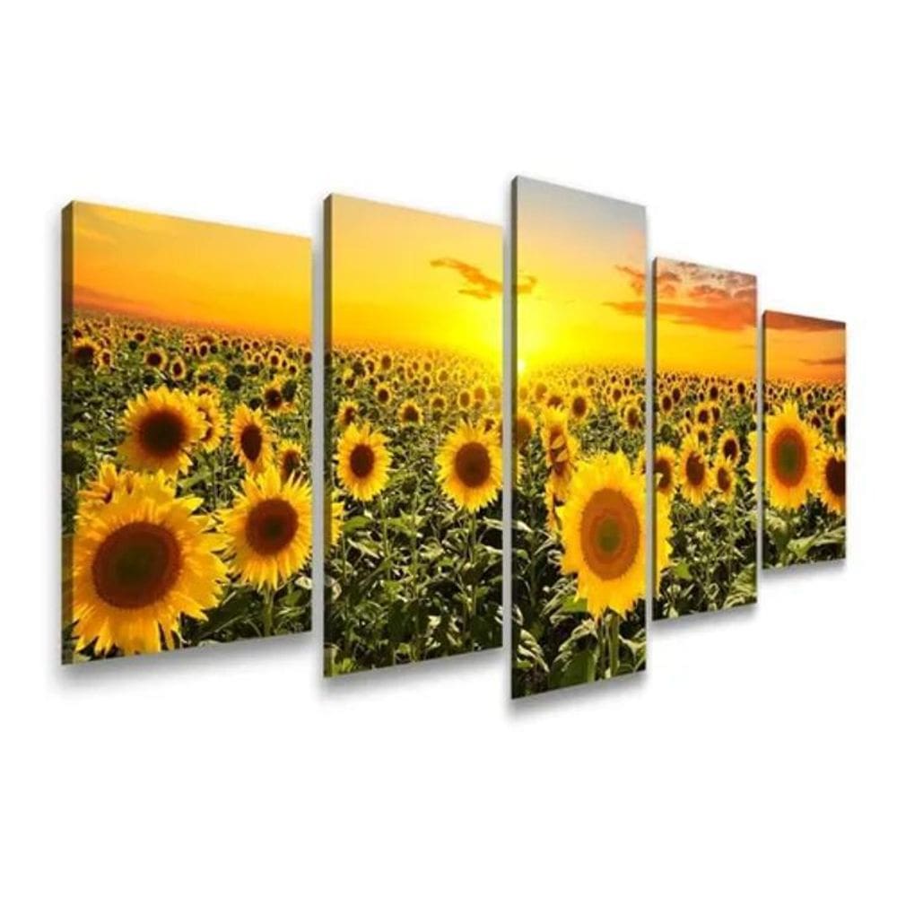 Quadro Decorativo Para Sala Amanhecer Plantação De Girassol