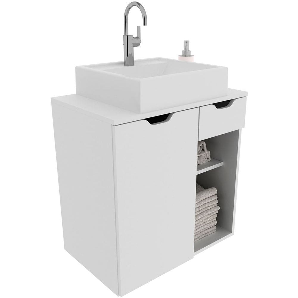 Gabinete de Banheiro 60 cm 1 Porta com Cuba Romana