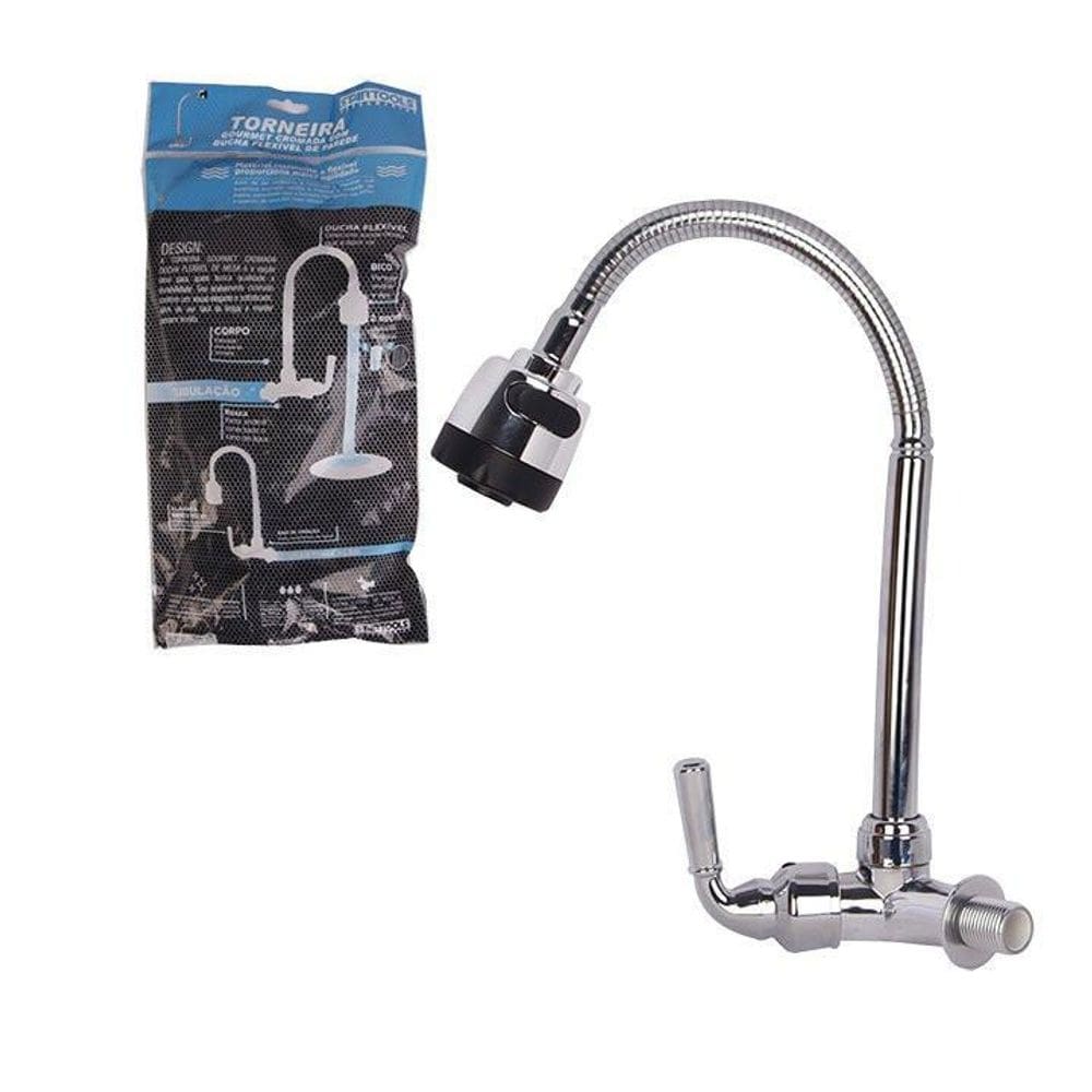 Torneira Gourmet Flexível De Parede Com Ducha - Inox