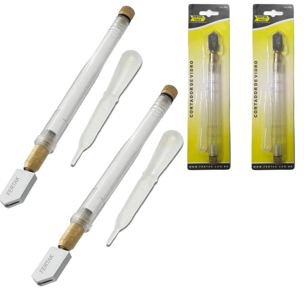 Cortador de Vidro Fertak Kit com 2 Cortadores 6mm 18cm