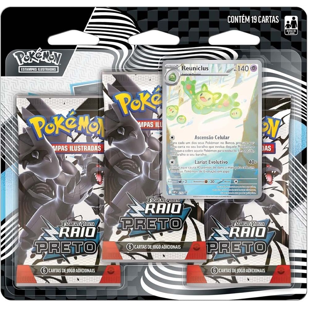 Triple Pack Pokémon Reuniclus Ev10.5 Raio Preto Copag 19 Cartas