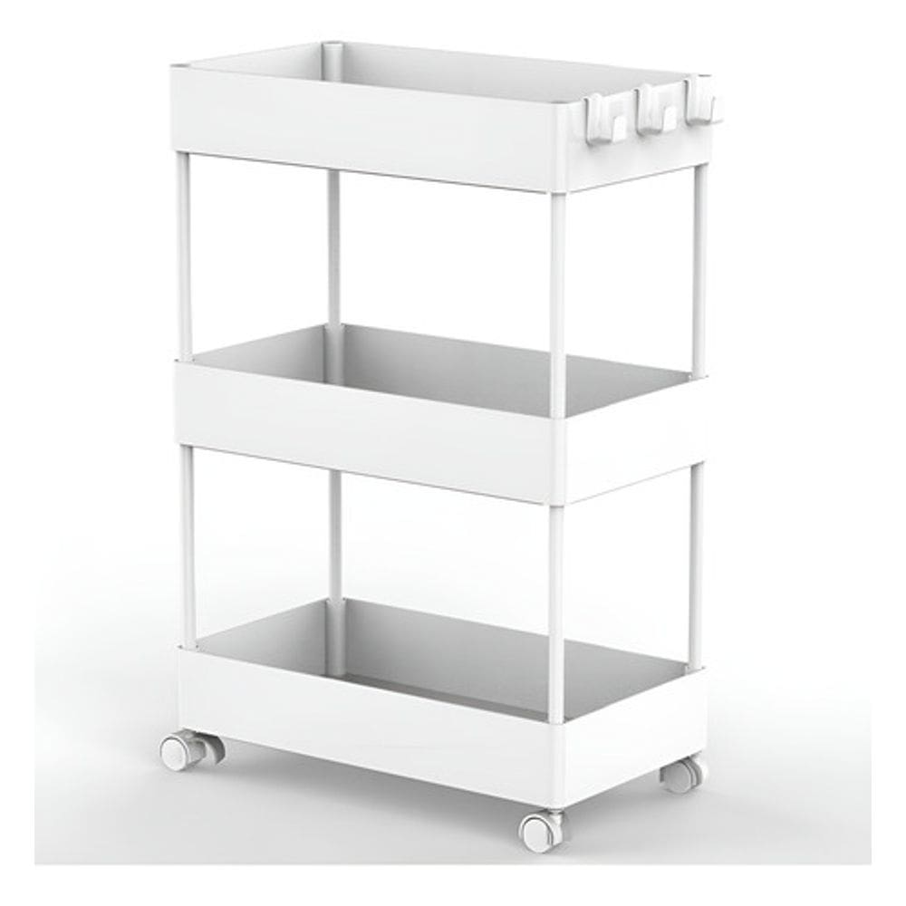 Estante Carrinho Multiuso Rodas 58x40x22cm 3 Niveis Branco