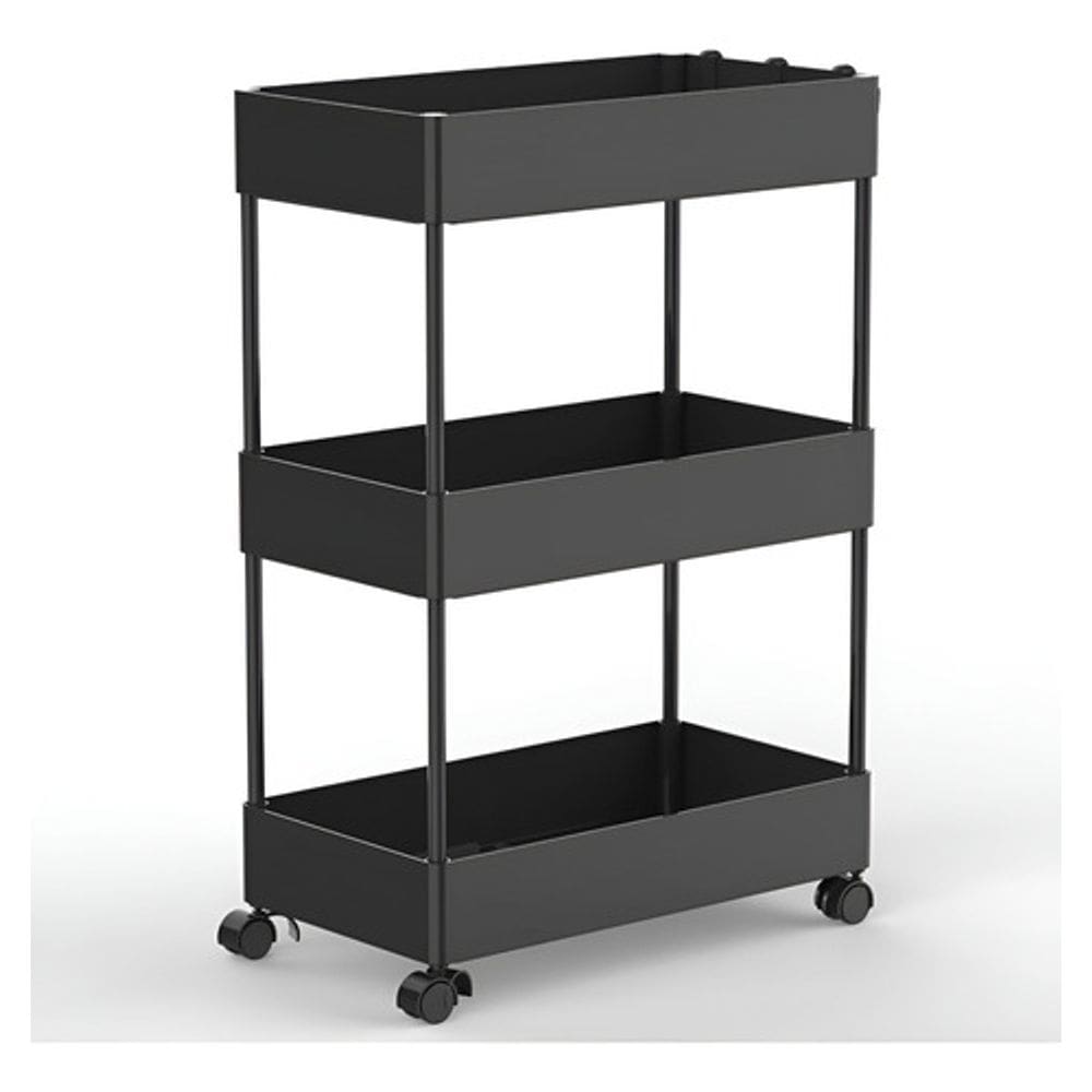 Estante Carrinho Multiuso Rodas 58x40x22cm 3 Niveis Preto