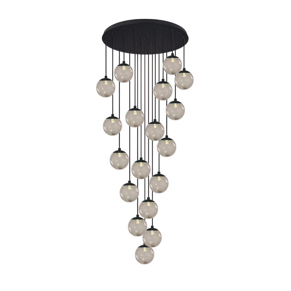 Pendente Moderno Preto 18 Globos Pé Direito Duplo Escada Vid