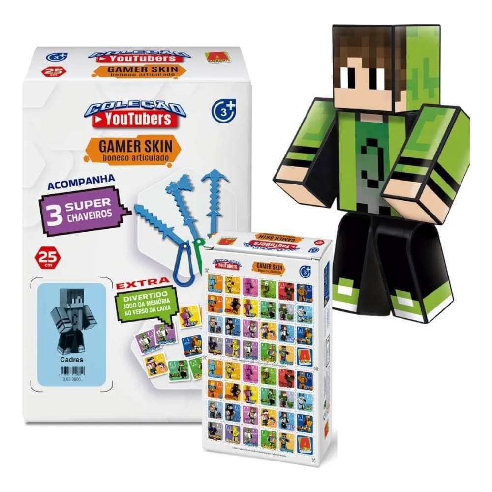 Kit Boneco Cadres Chaveiros 25 Cm Streamers Gamer Coleção