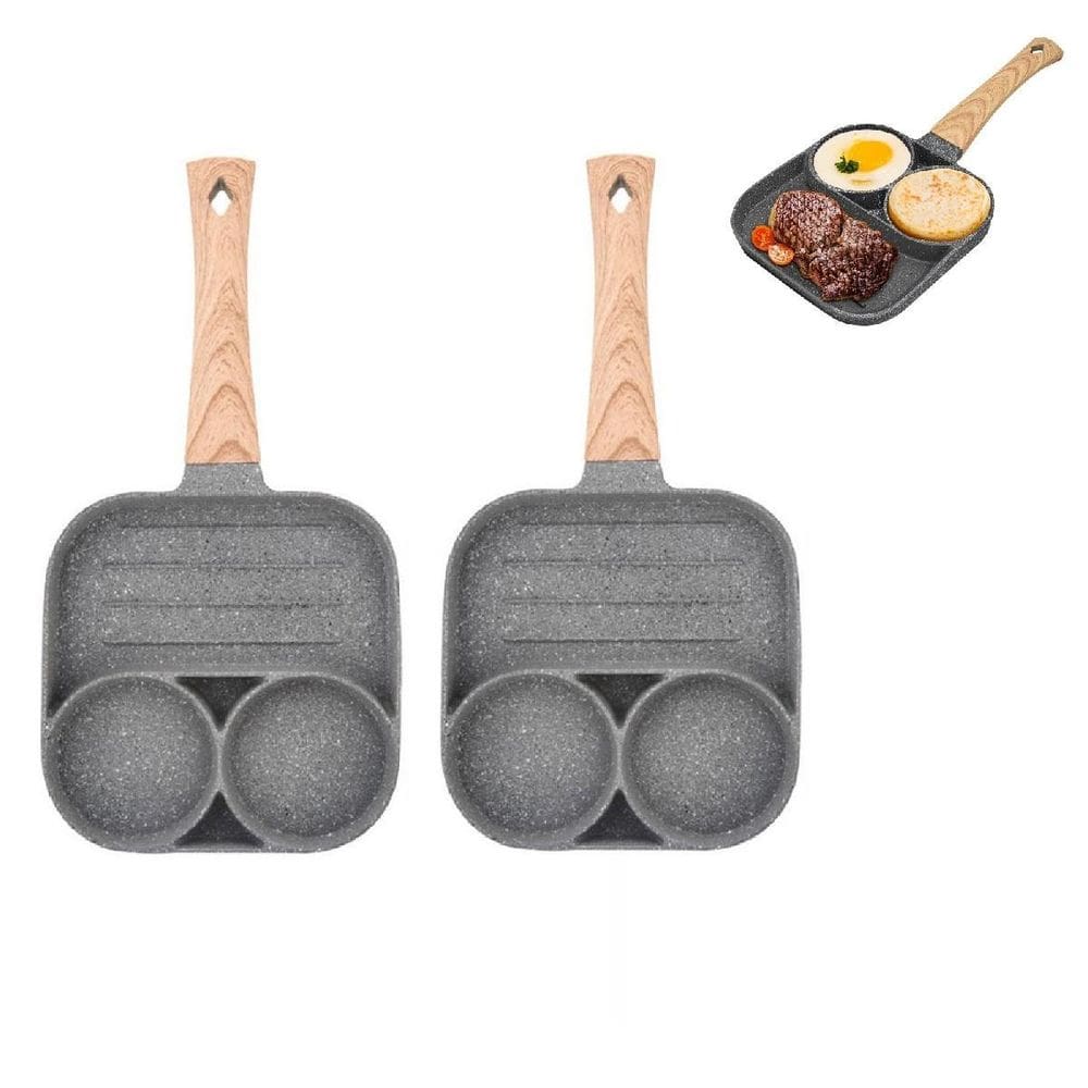 Frigideira Antiaderente Kit 2 Buracos para Ovos 18cm