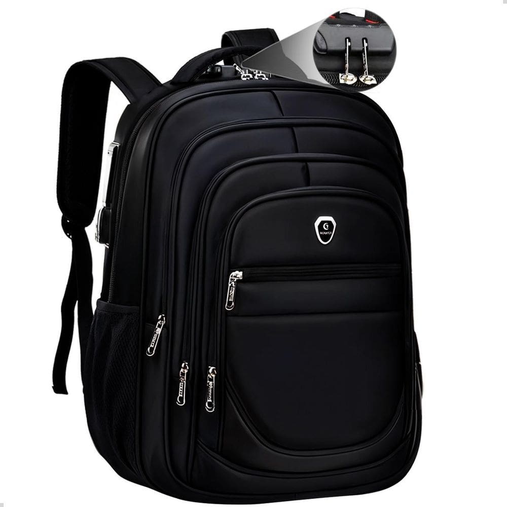Mochila Executiva Grande Faculdade Anti Furto Notebook Preto