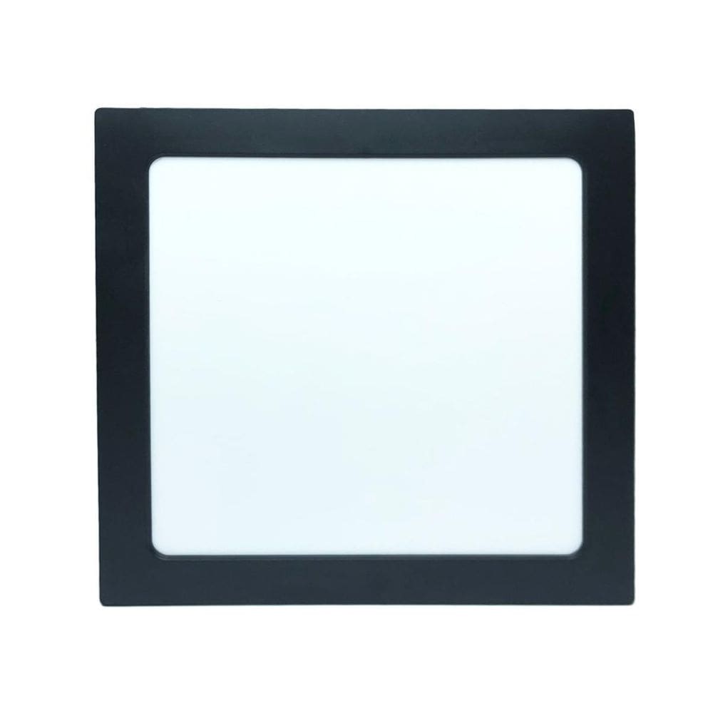 Painel Plafon Preto 25W Sobrepor Quadrado Branco Frio 6500K