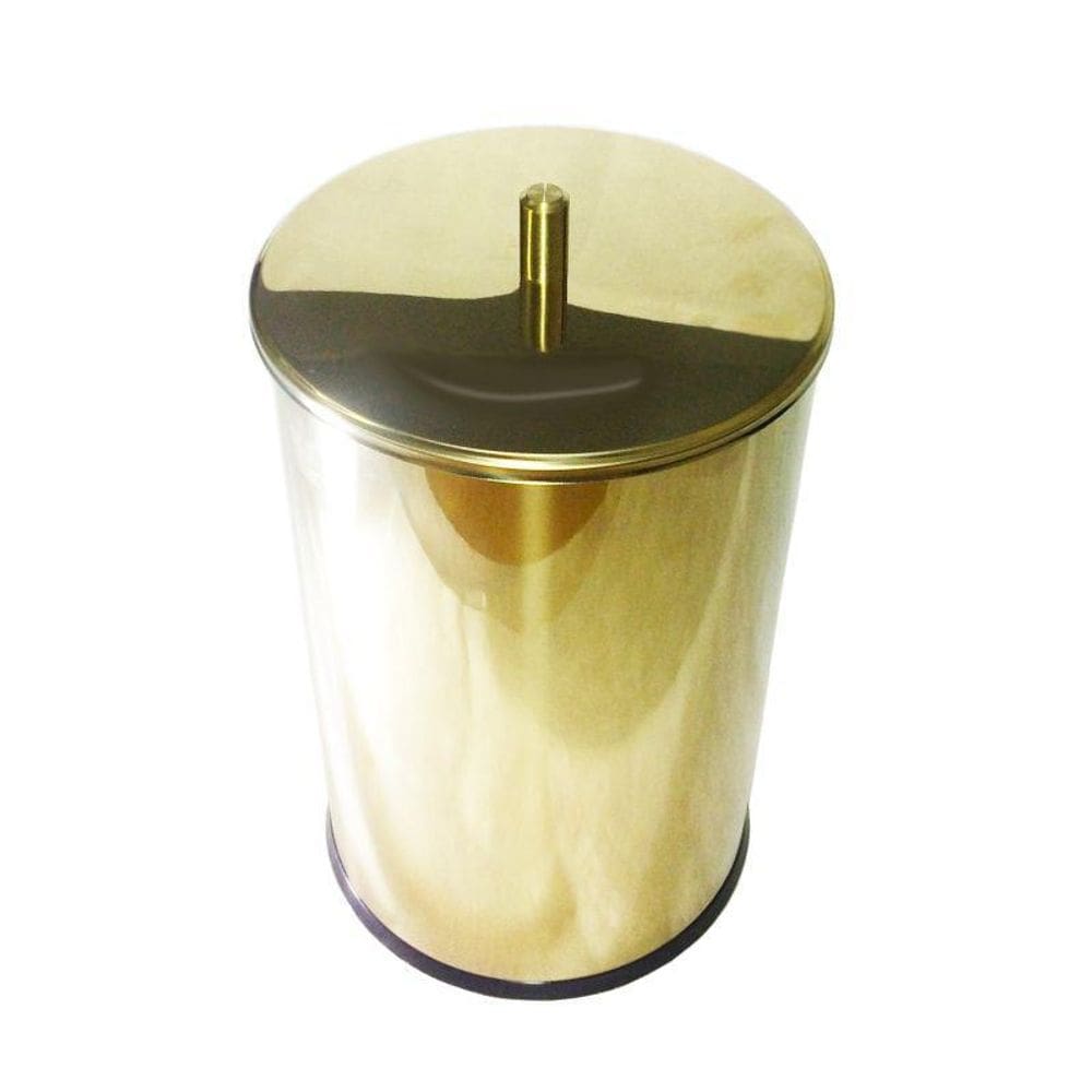 Lixeira Dourada Com Tampa Em Aço Inox 7,8L  By Fineza