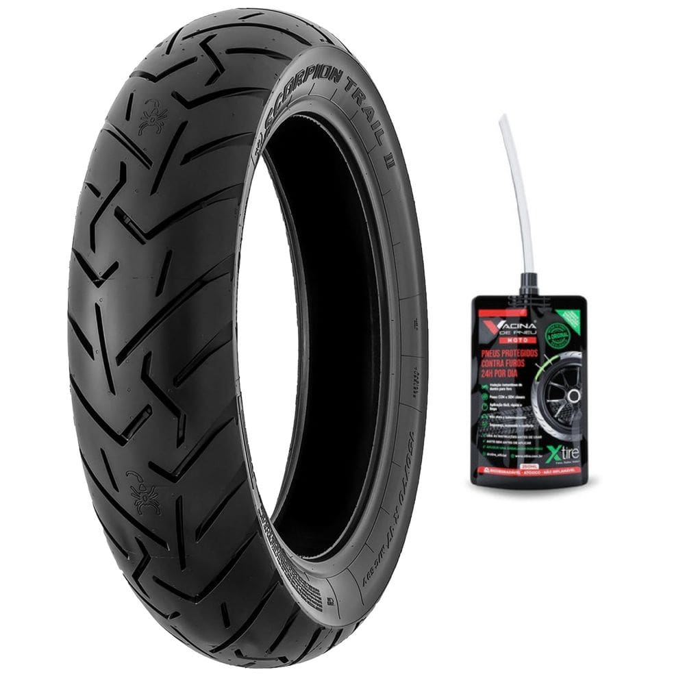 PNEU 150/70R-17 SCORPION TRAIL II PIRELLI 69V USO SEM CAMARA XT1200Z Tiger 800 F800GS + VACINA FURO XTIRE 250ML
