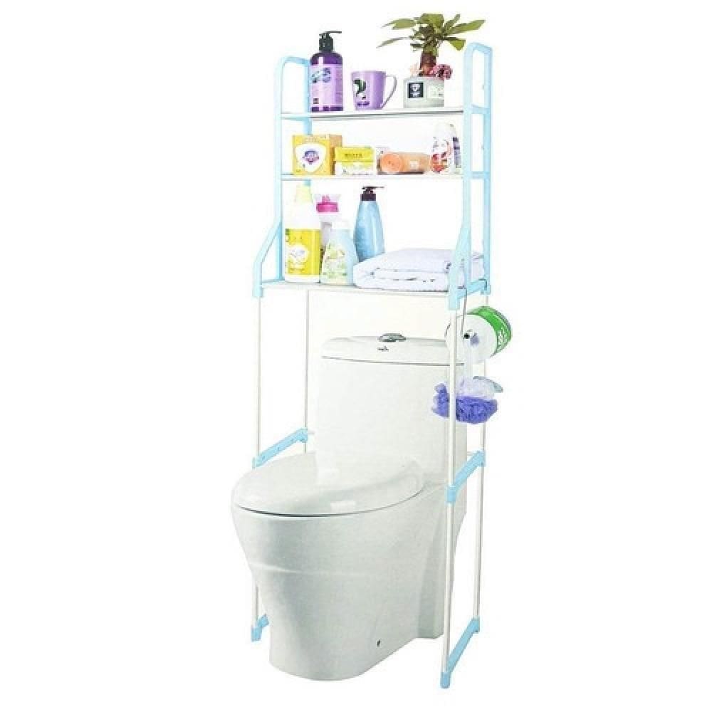 Estante Azul Desmontavel 3 Prateleiras Rack Portatil Banheiro Lavanderia Vaso Sanitario Toalhas Acessorios Solucao Intel