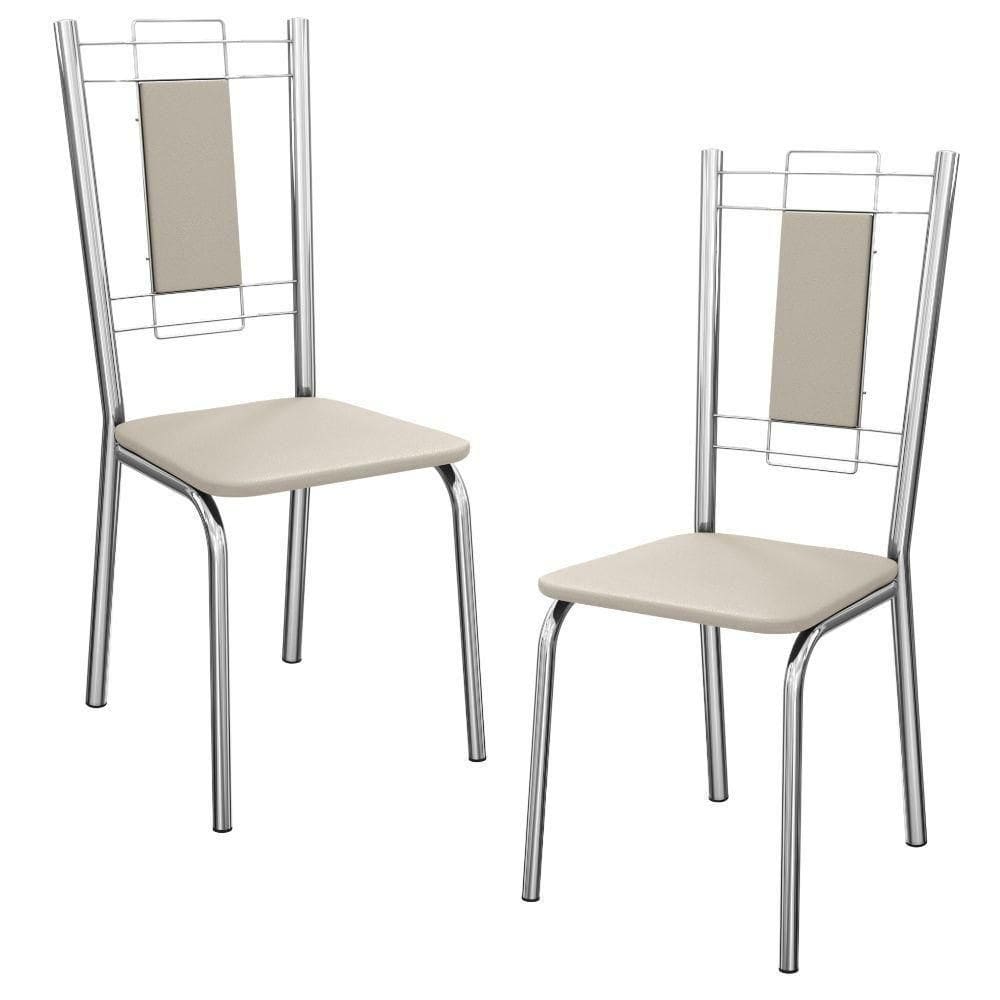 Kit 2 Cadeiras Cromada Sala Jantar 2c005cr Corino Kappesberg Nude