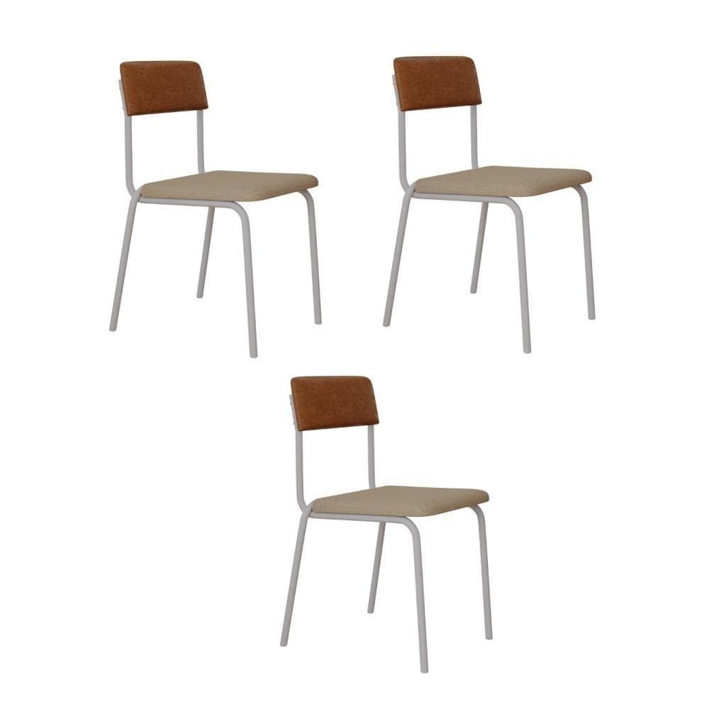 Cadeira Fit Fixa C/4 Pes 475 X 505 X 810 Mm C/3 Un Pés Brancos. Caramelo Crt Areia/courino Caramelo