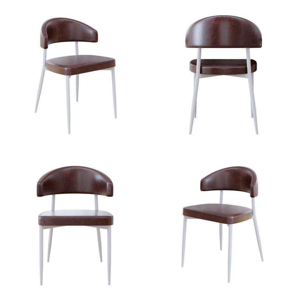 4 Unidades Cadeira Bless Fixa C/4 Pés 53 X 55 X 78cm Pés Brancos. Courino Café Courino Café