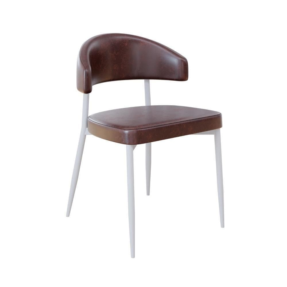 Cadeira Bless Fixa C/4 Pés 53 X 55 X 78cm Pés Brancos. Courino Café Courino Café