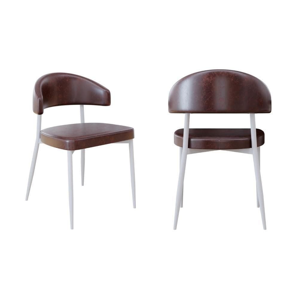 2 Unidades Cadeira Bless Fixa C/4 Pés 53 X 55 X 78cm Pés Brancos. Courino Café Courino Café