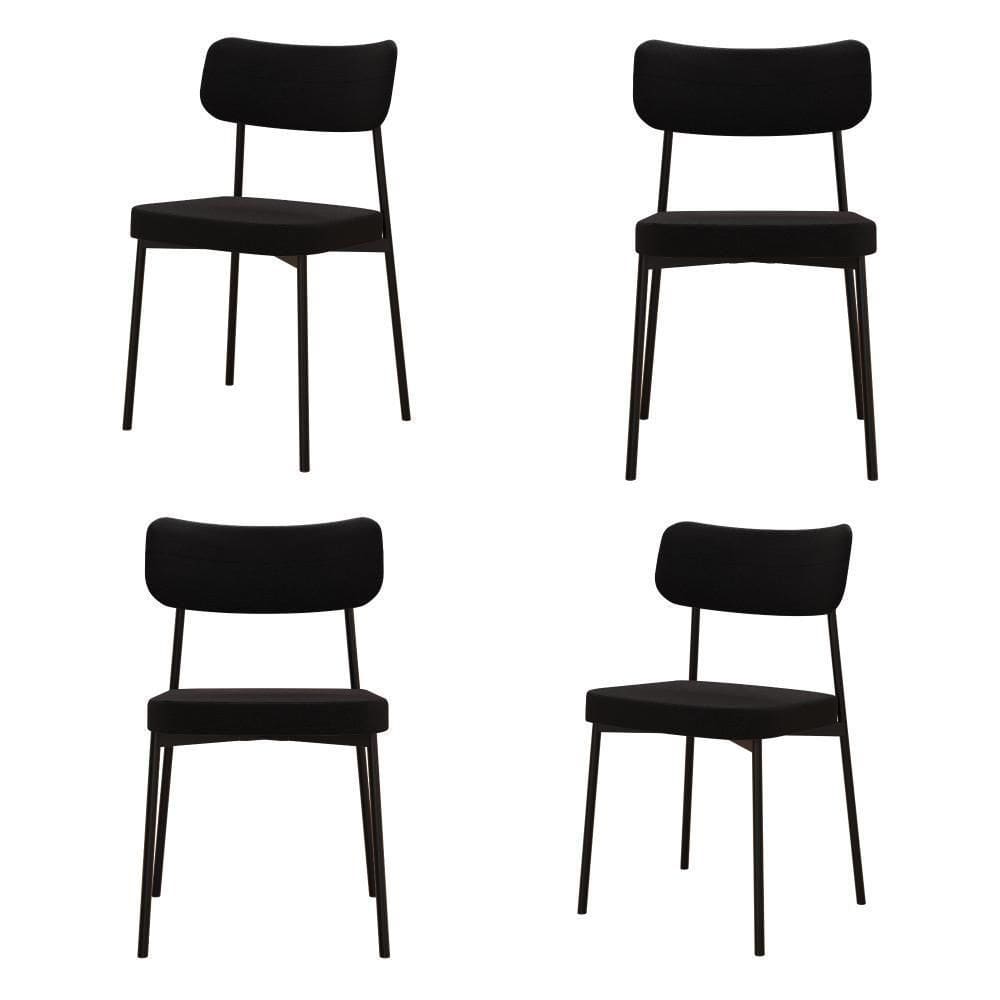 Cadeira Mynna Fixa C/4 Pes 525 X 470 X 790 Mm C/4 Un. Preto Preto